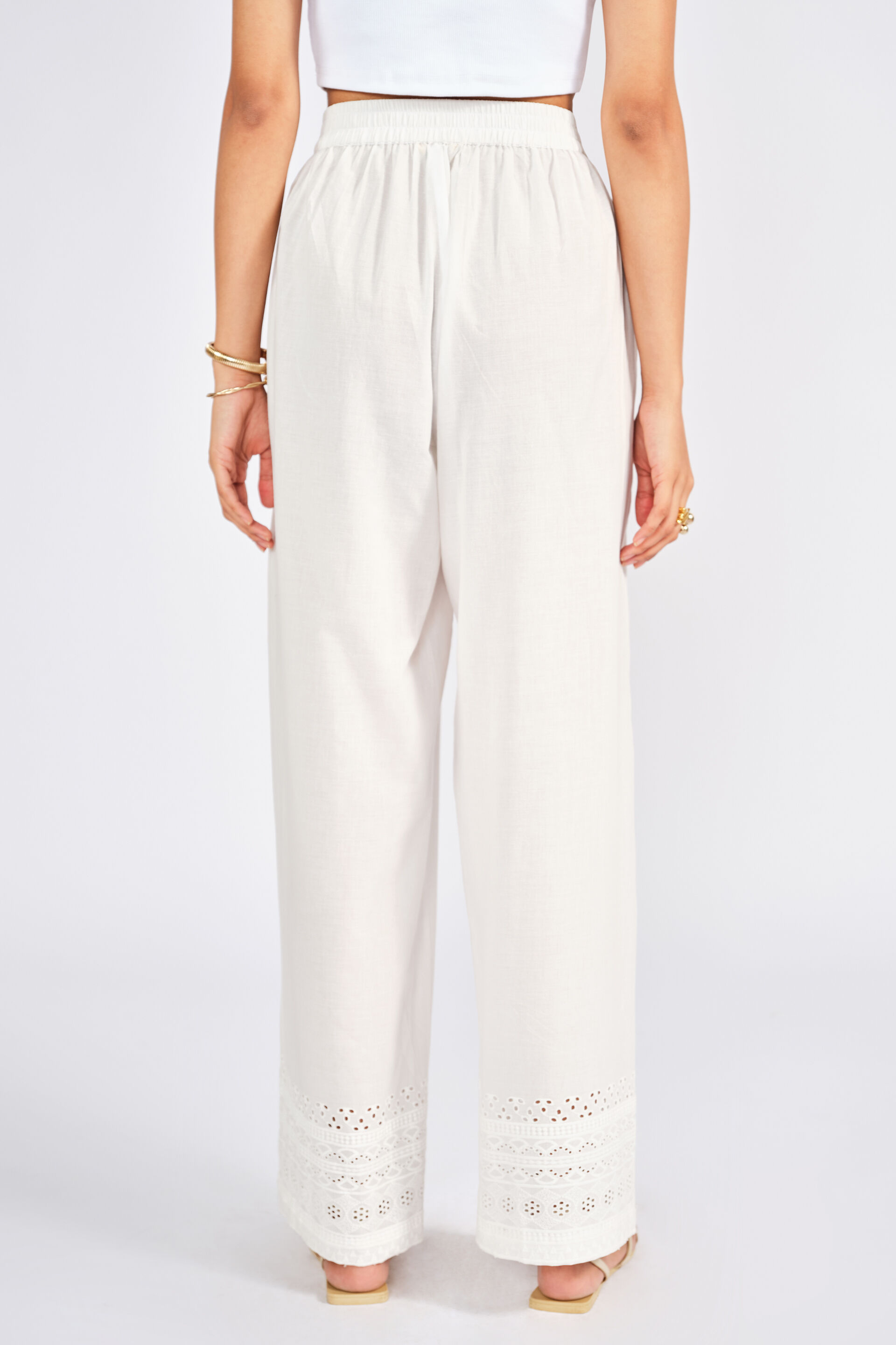 Comfortable Flare Pants, White, image 4